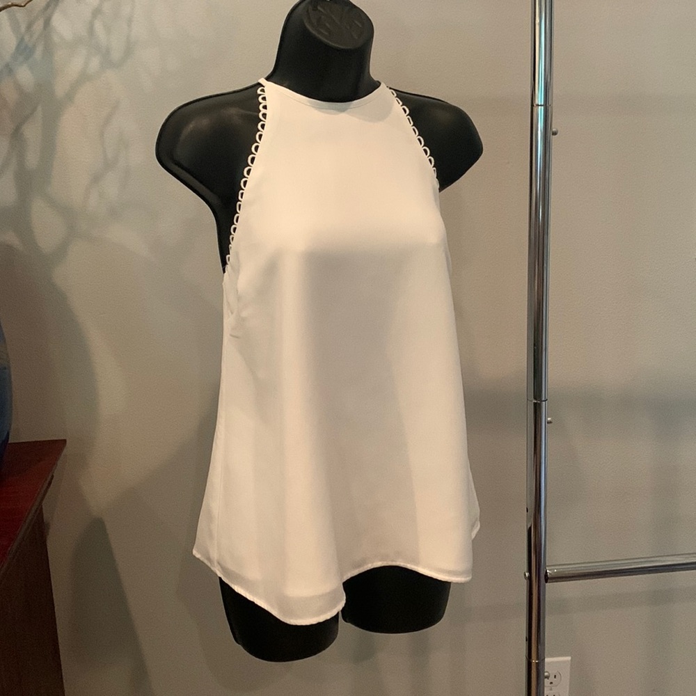 Beautiful white high neck tank top blouse